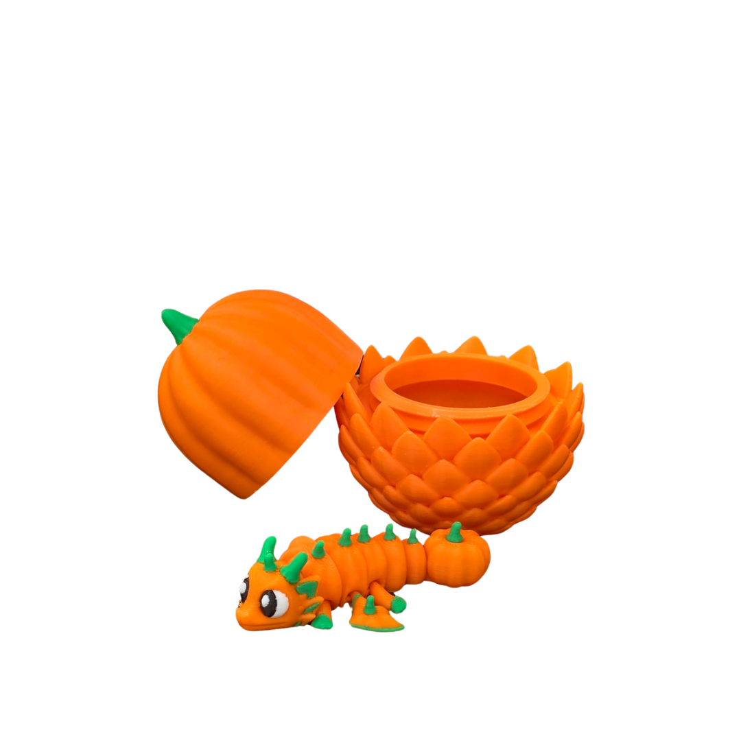 Articulating Pumpkin Baby Dragon With Screw Threaded Egg